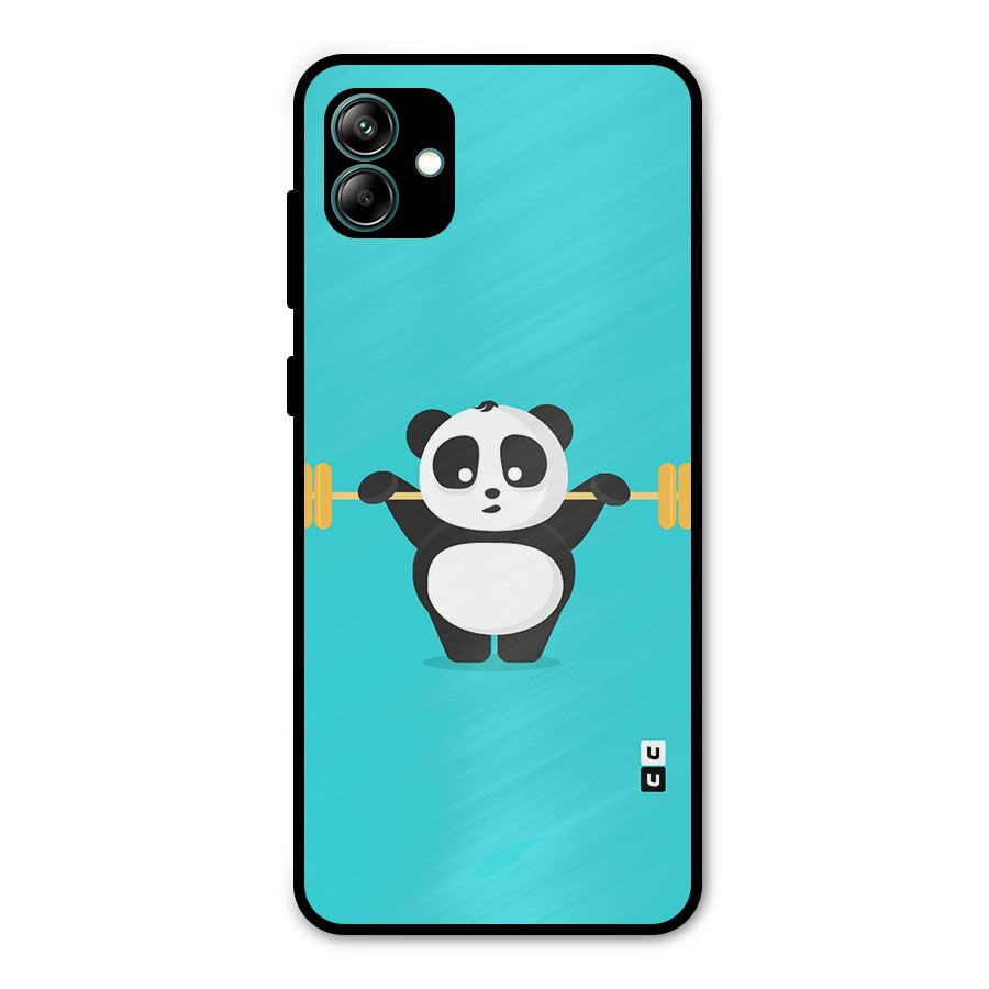 Cute Weightlifting Panda Metal Back Case for Galaxy A04