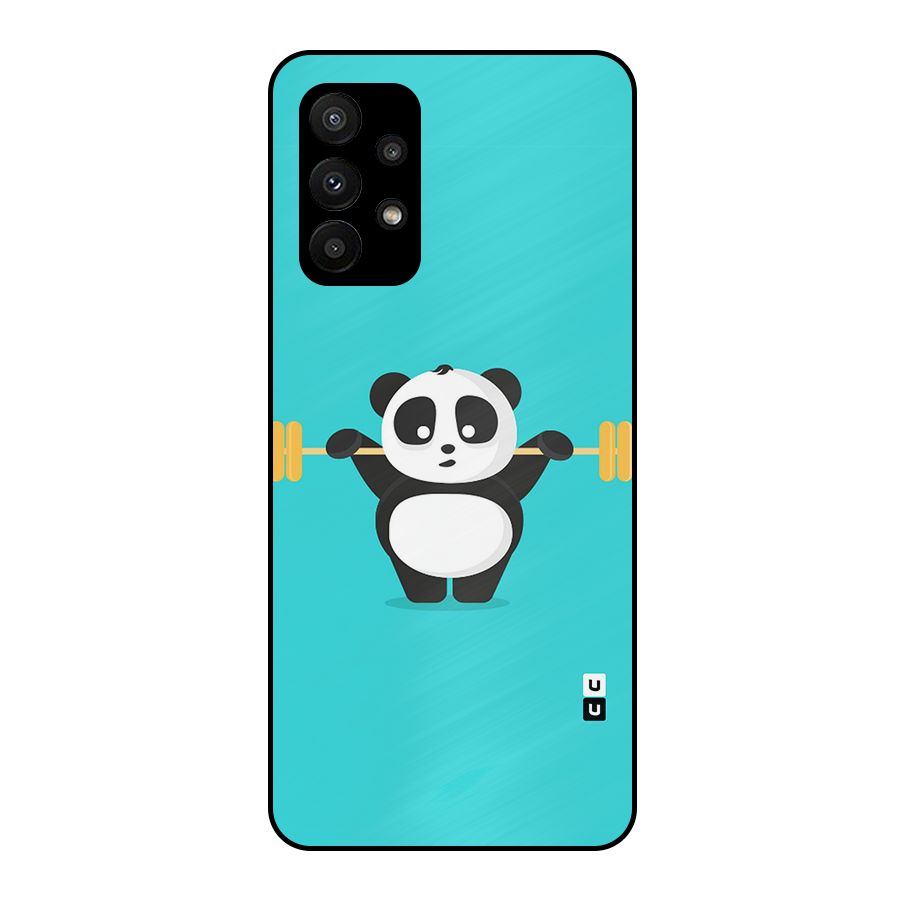Cute Weightlifting Panda Metal Back Case for Galaxy A23