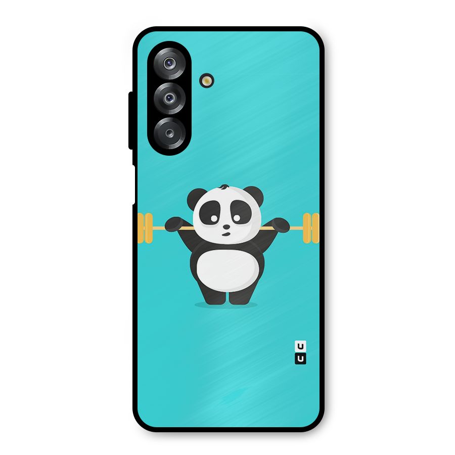 Cute Weightlifting Panda Metal Back Case for Galaxy A26