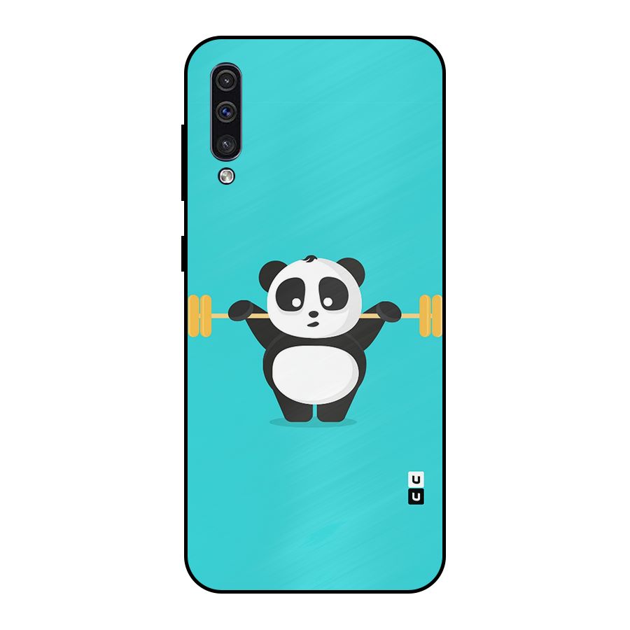 Cute Weightlifting Panda Metal Back Case for Galaxy A30s