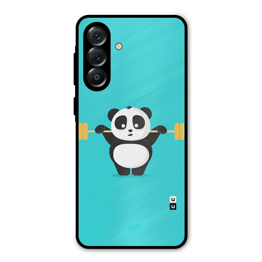 Cute Weightlifting Panda Metal Back Case for Galaxy A56