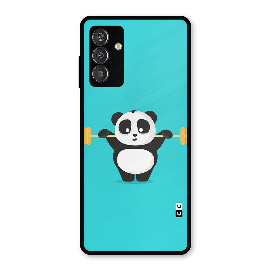 Cute Weightlifting Panda Metal Back Case for Galaxy F13