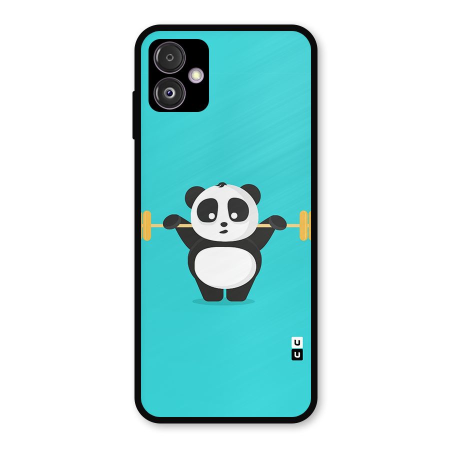 Cute Weightlifting Panda Metal Back Case for Galaxy F14