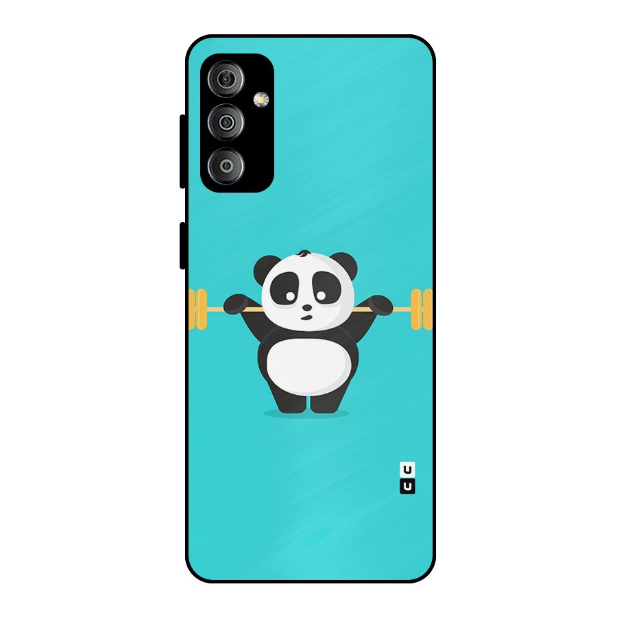 Cute Weightlifting Panda Metal Back Case for Galaxy F23