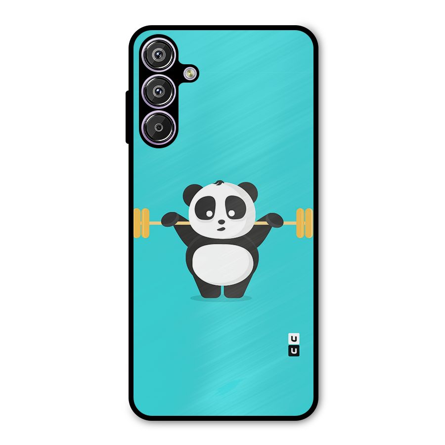 Cute Weightlifting Panda Metal Back Case for Galaxy M15