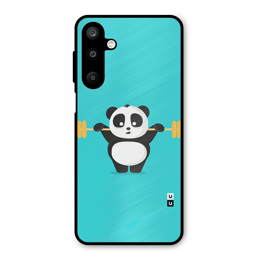 Cute Weightlifting Panda Metal Back Case for Galaxy M16