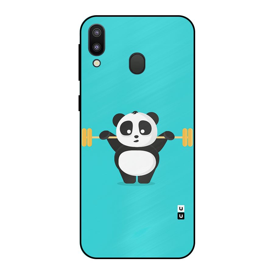 Cute Weightlifting Panda Metal Back Case for Galaxy M20