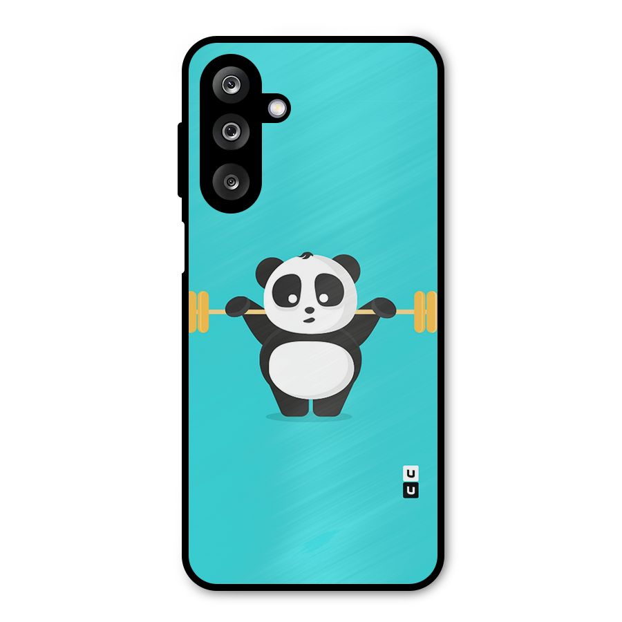 Cute Weightlifting Panda Metal Back Case for Galaxy M36