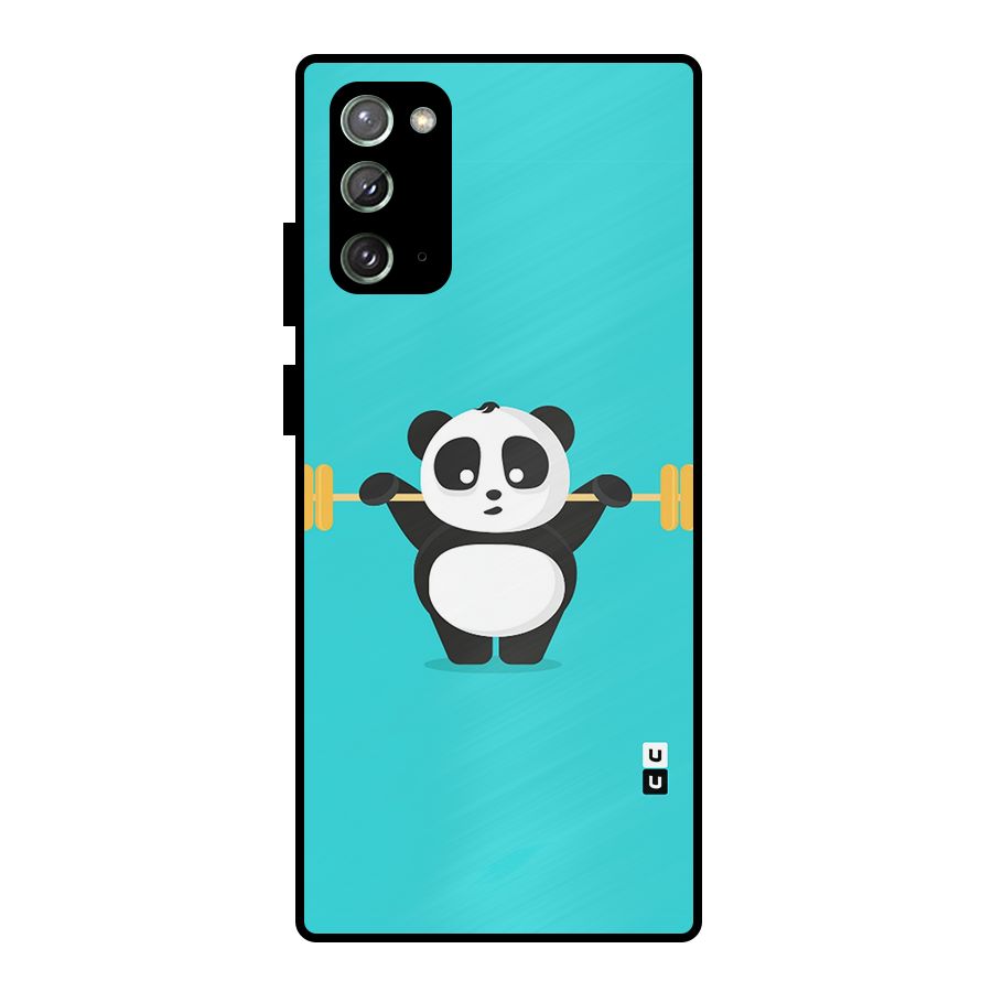 Cute Weightlifting Panda Metal Back Case for Galaxy Note 20