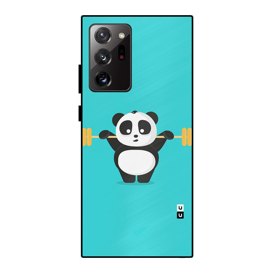 Cute Weightlifting Panda Metal Back Case for Galaxy Note 20 Ultra