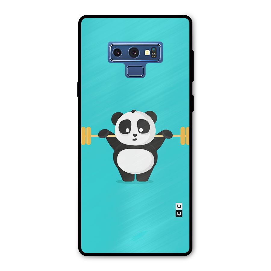 Cute Weightlifting Panda Metal Back Case for Galaxy Note 9