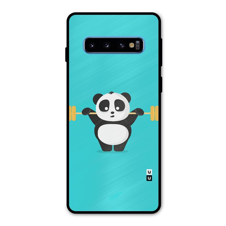 Cute Weightlifting Panda Metal Back Case for Galaxy S10