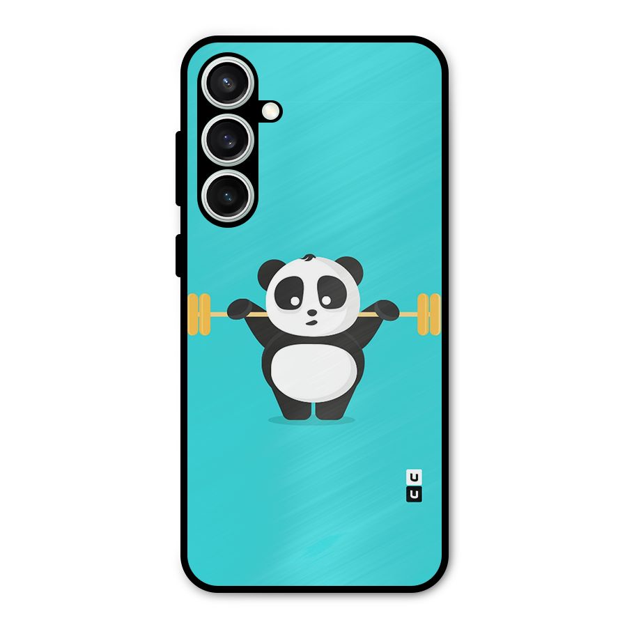 Cute Weightlifting Panda Metal Back Case for Galaxy S23 FE
