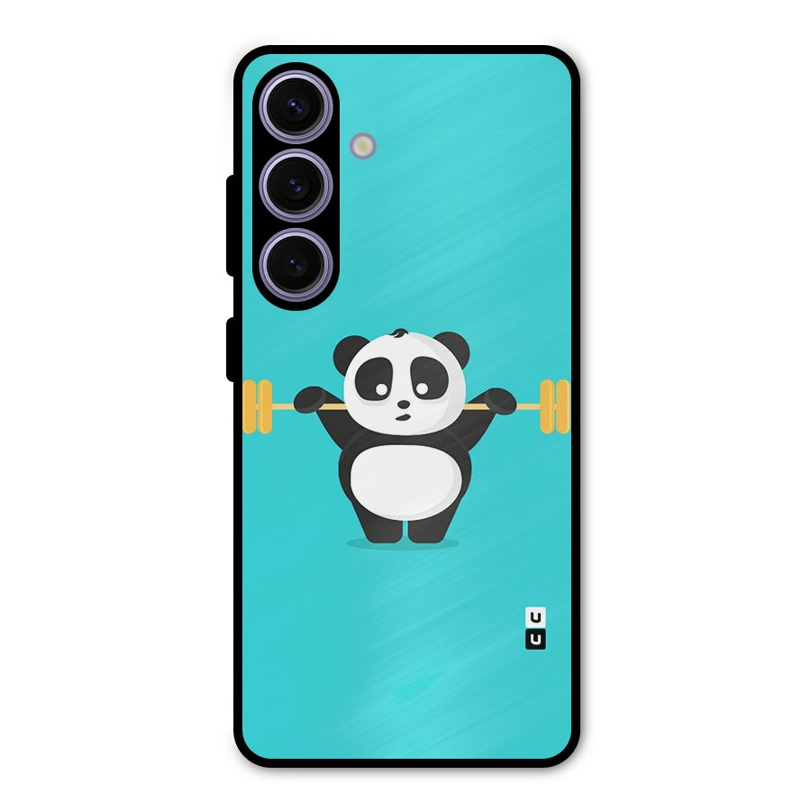 Cute Weightlifting Panda Metal Back Case for Galaxy S24
