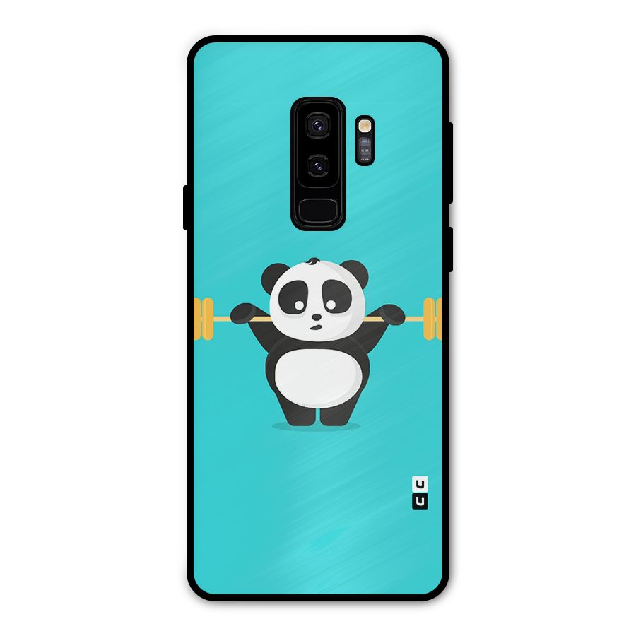 Cute Weightlifting Panda Metal Back Case for Galaxy S9 Plus
