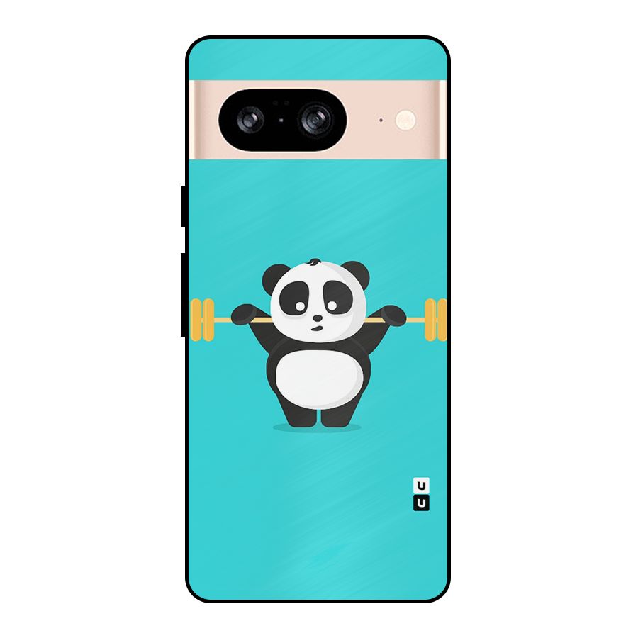 Cute Weightlifting Panda Metal Back Case for Google Pixel 8