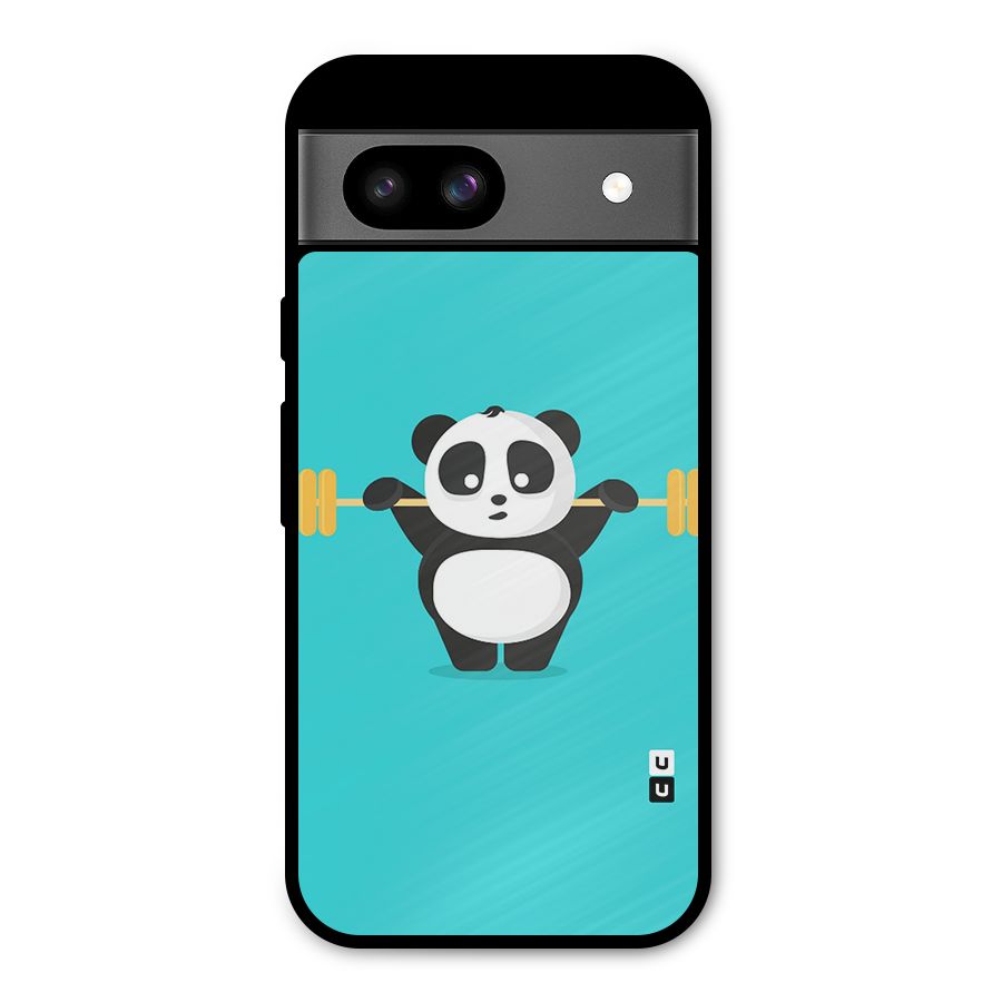 Cute Weightlifting Panda Metal Back Case for Google Pixel 8a