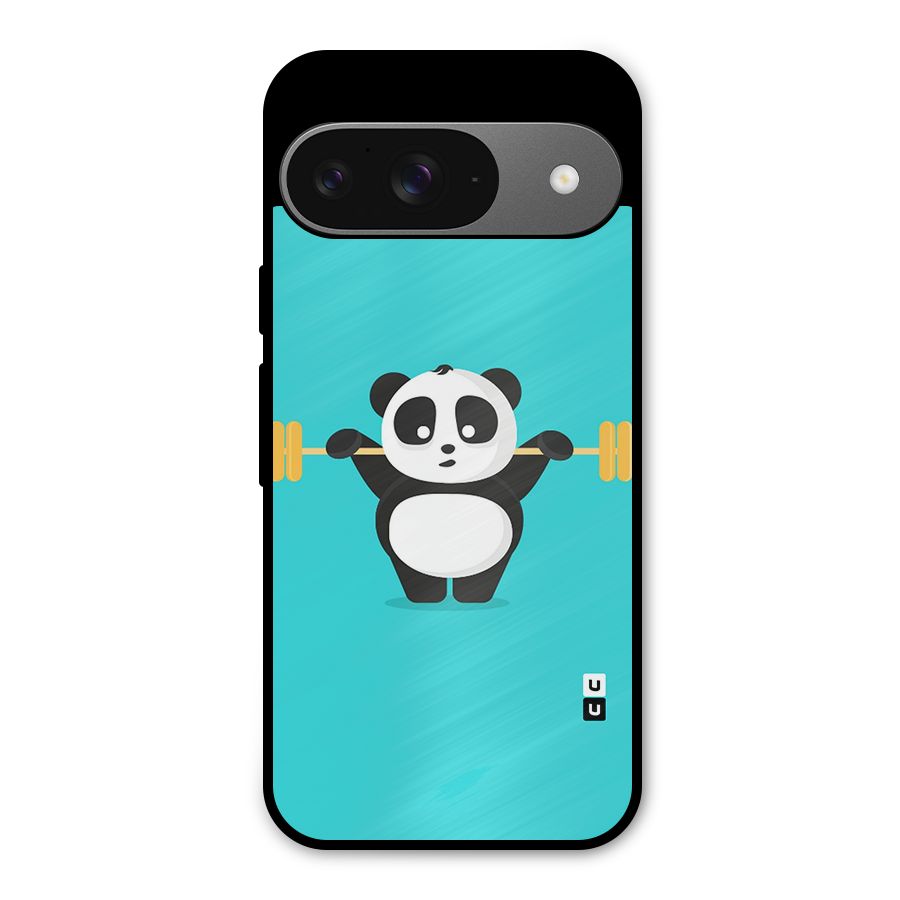 Cute Weightlifting Panda Metal Back Case for Google Pixel 9