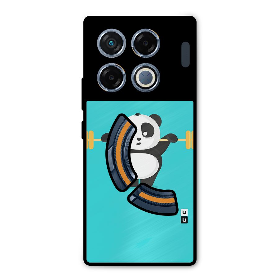 Cute Weightlifting Panda Metal Back Case for Infinix GT 20 Pro