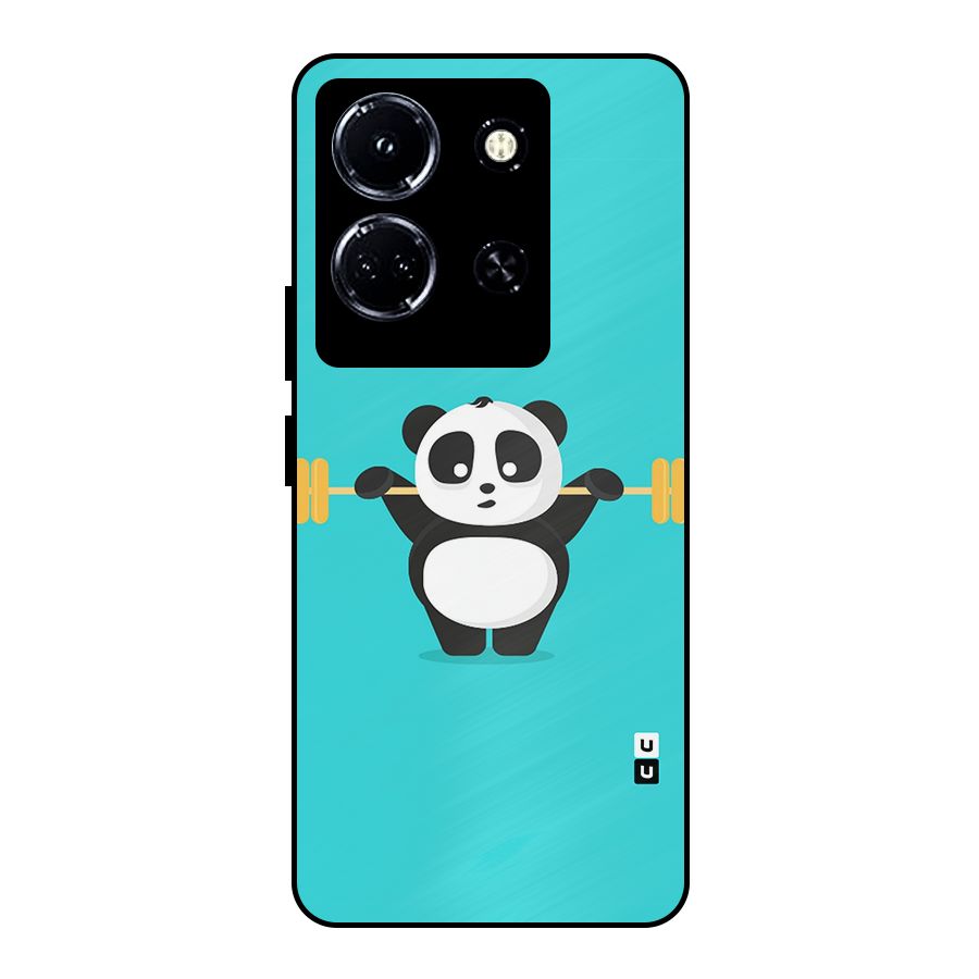 Cute Weightlifting Panda Metal Back Case for Infinix Note 30 5G