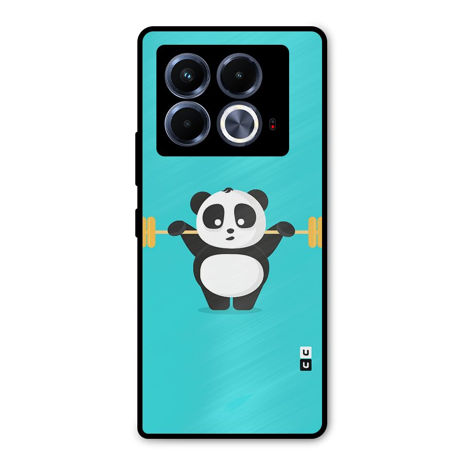 Cute Weightlifting Panda Metal Back Case for Infinix Note 40 5G
