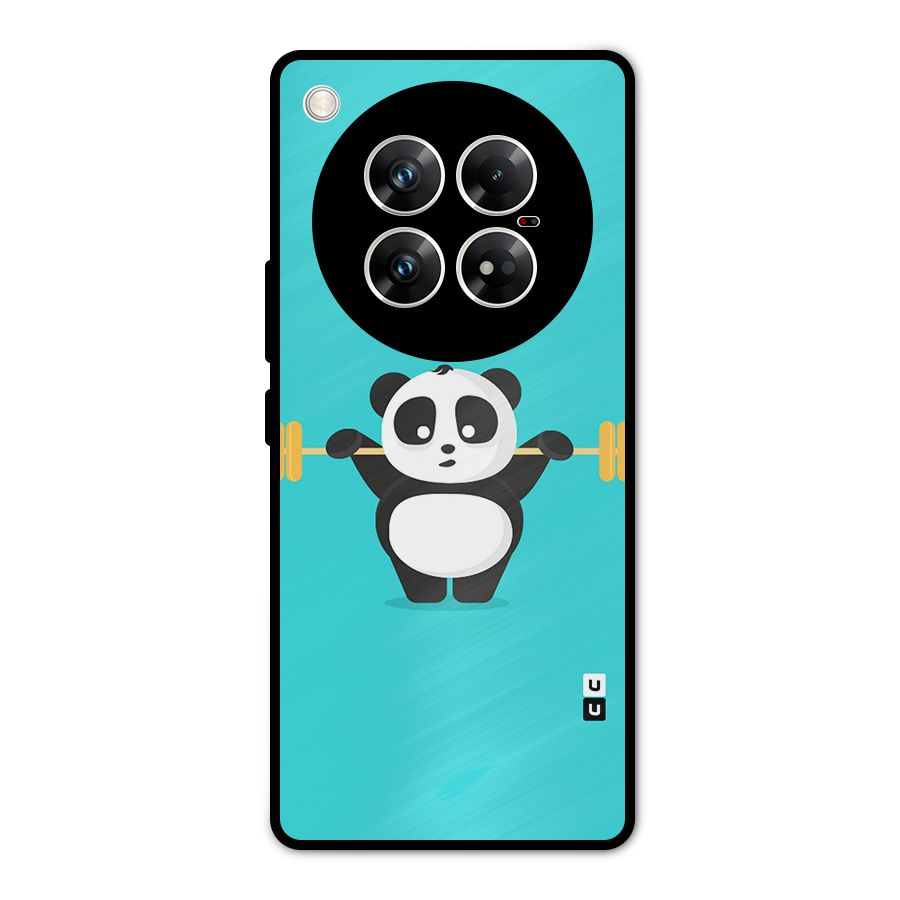 Cute Weightlifting Panda Metal Back Case for Infinix Zero 40 5G