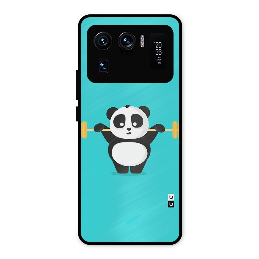 Cute Weightlifting Panda Metal Back Case for Mi 11 Ultra