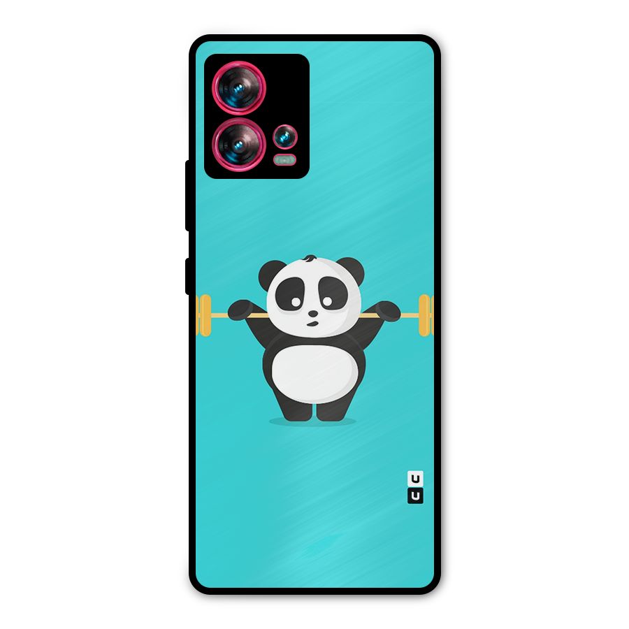 Cute Weightlifting Panda Metal Back Case for Motorola Edge 30 Fusion