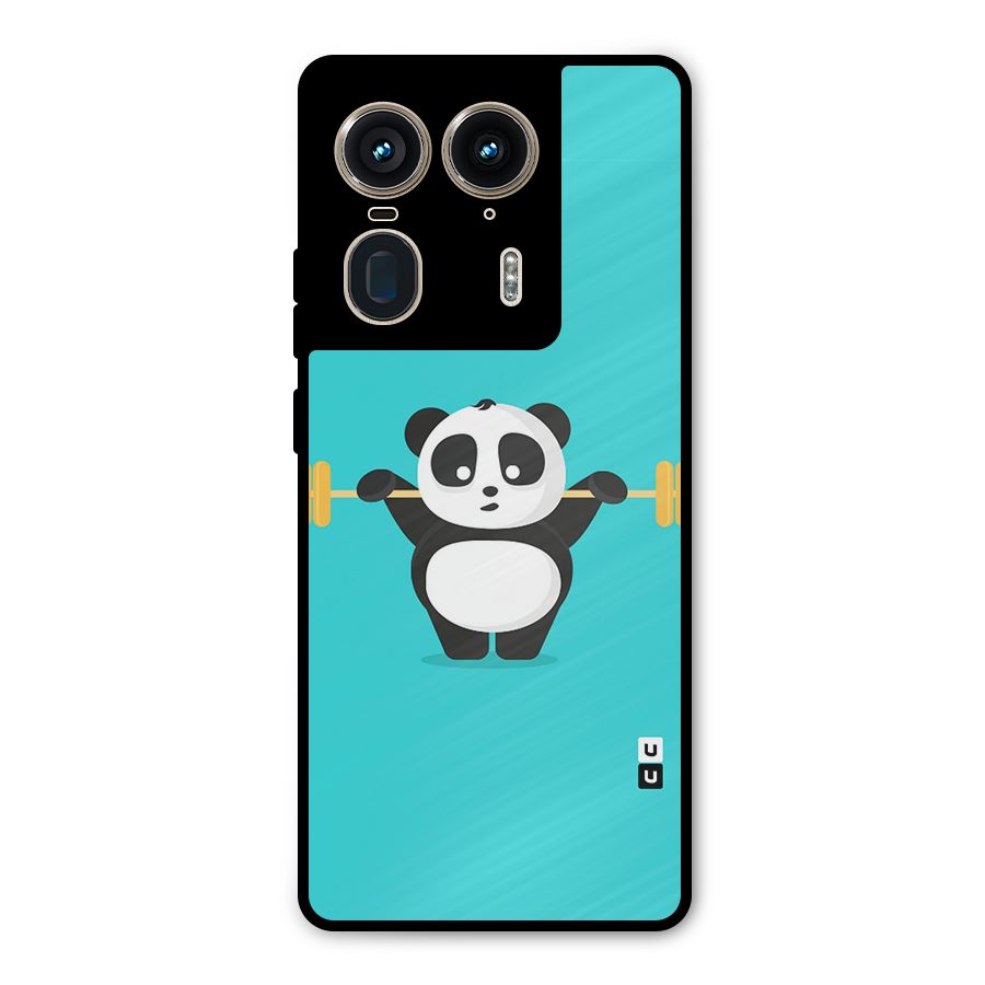 Cute Weightlifting Panda Metal Back Case for Motorola Edge 50 Ultra