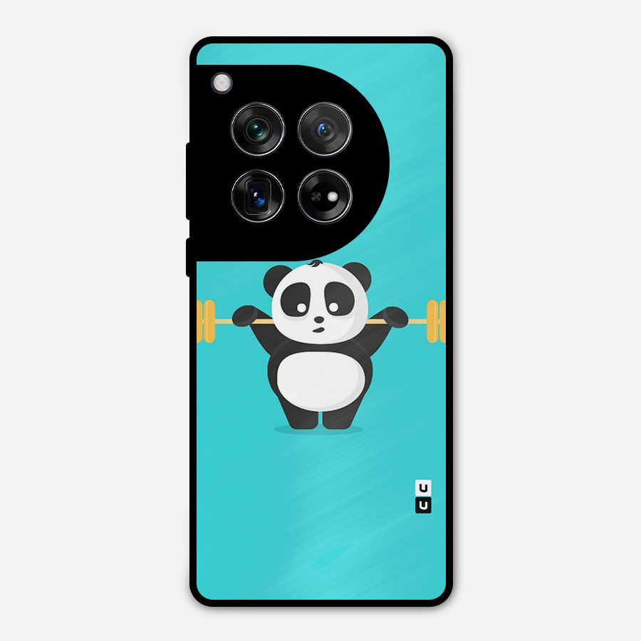 Cute Weightlifting Panda Metal Back Case for OnePlus 12