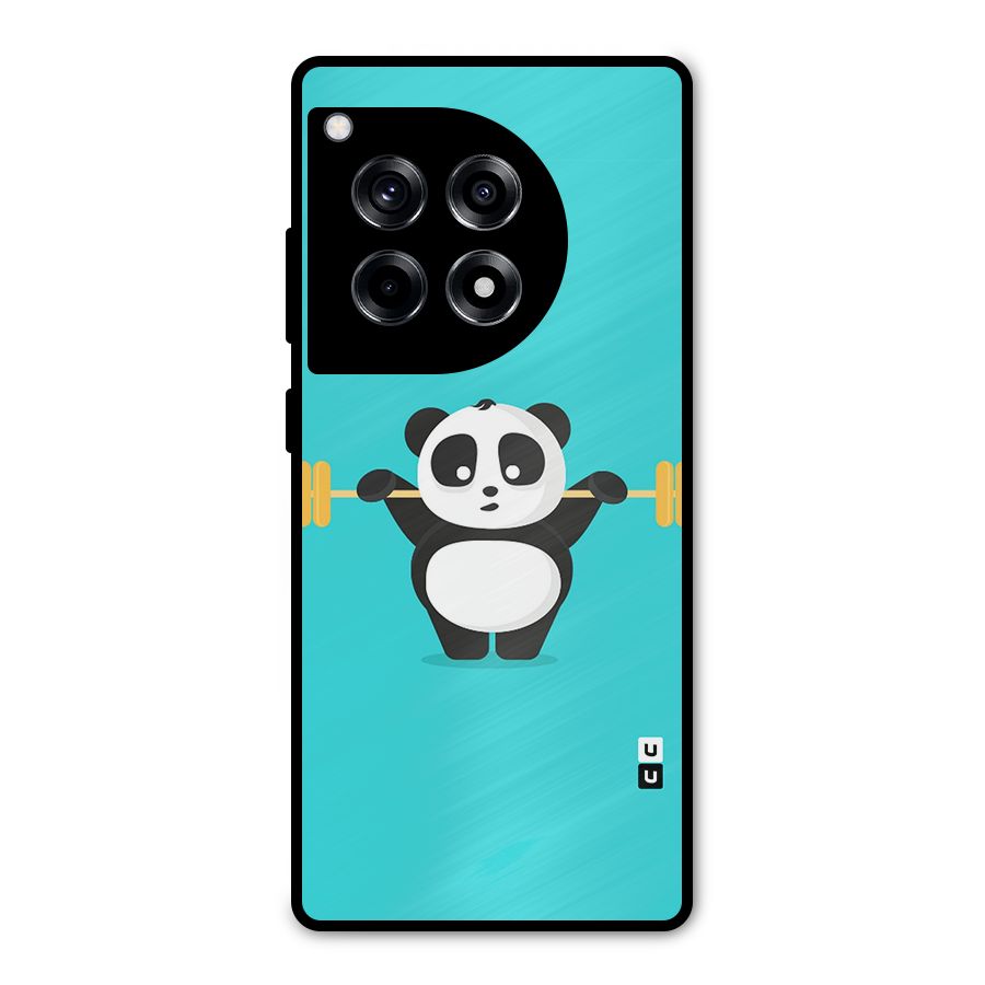 Cute Weightlifting Panda Metal Back Case for OnePlus 12R