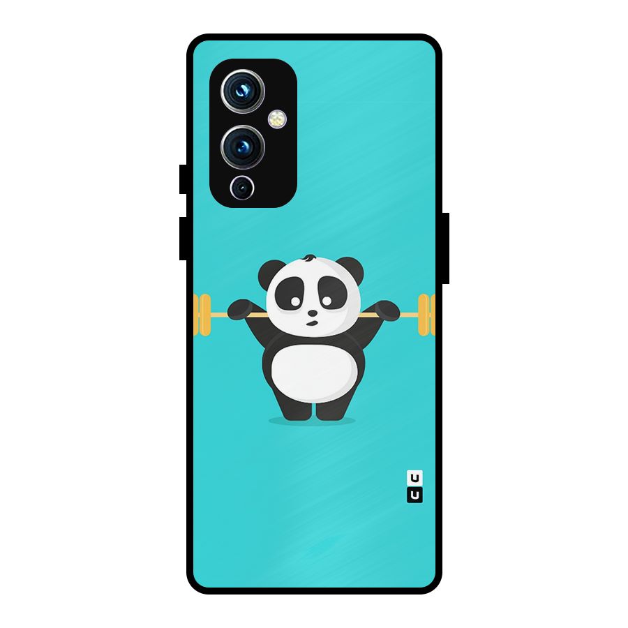 Cute Weightlifting Panda Metal Back Case for OnePlus 9