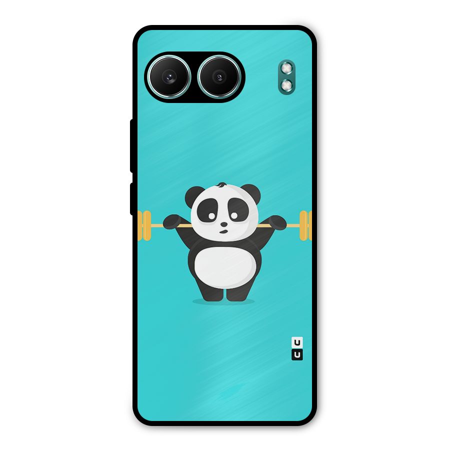 Cute Weightlifting Panda Metal Back Case for OnePlus Nord 4