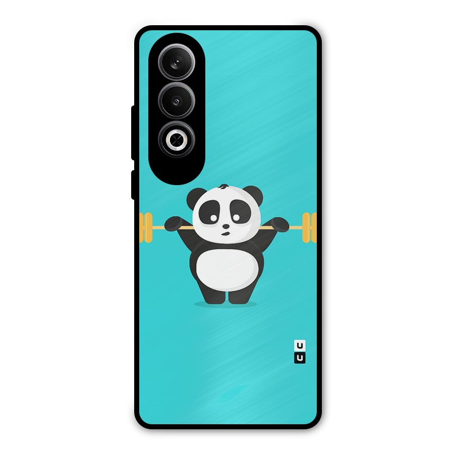 Cute Weightlifting Panda Metal Back Case for OnePlus Nord CE4