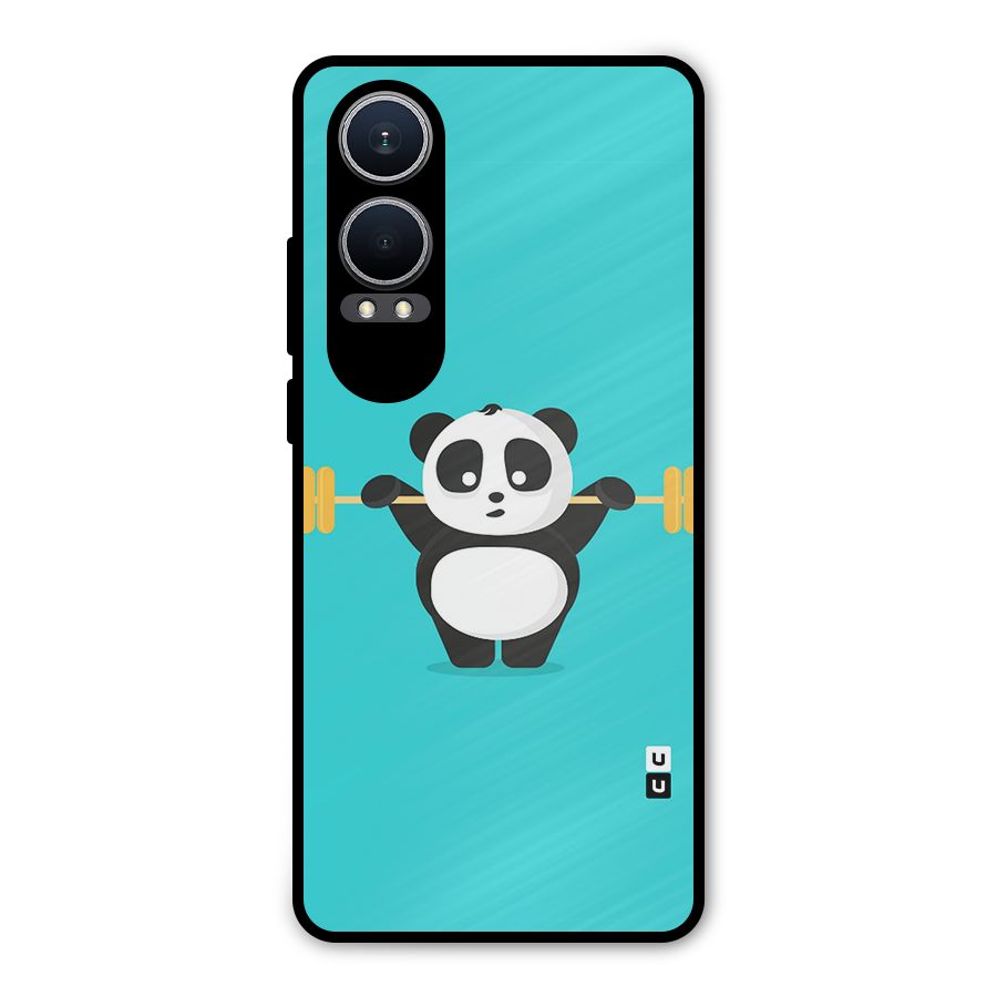 Cute Weightlifting Panda Metal Back Case for OnePlus Nord CE4 Lite