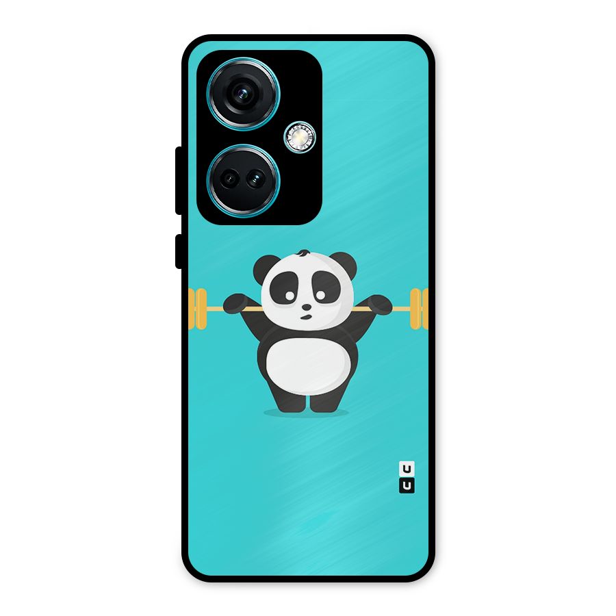 Cute Weightlifting Panda Metal Back Case for OnePlus Nord CE 3 5G