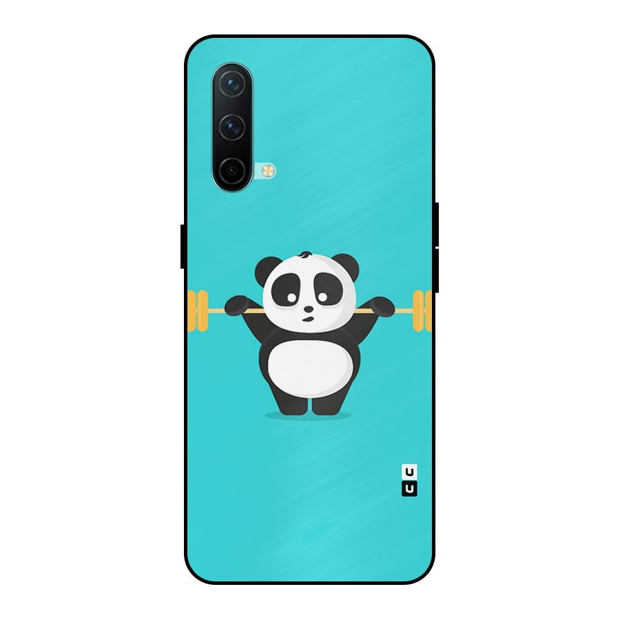 Cute Weightlifting Panda Metal Back Case for OnePlus Nord CE 5G