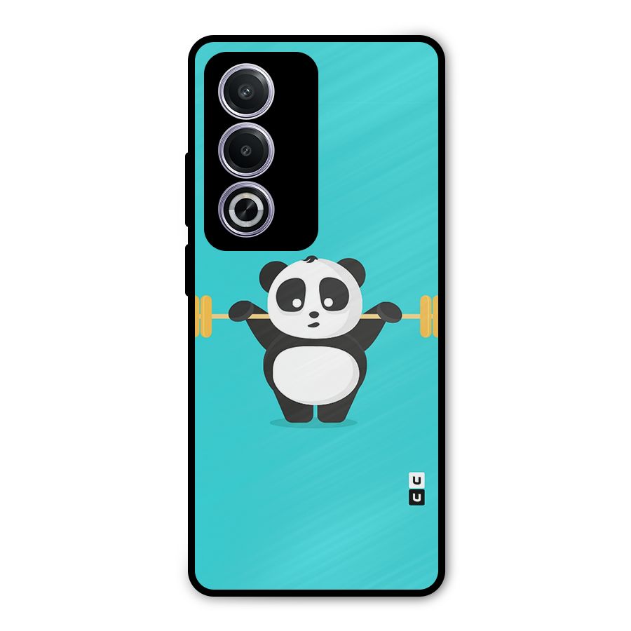 Cute Weightlifting Panda Metal Back Case for Oppo A3 Pro