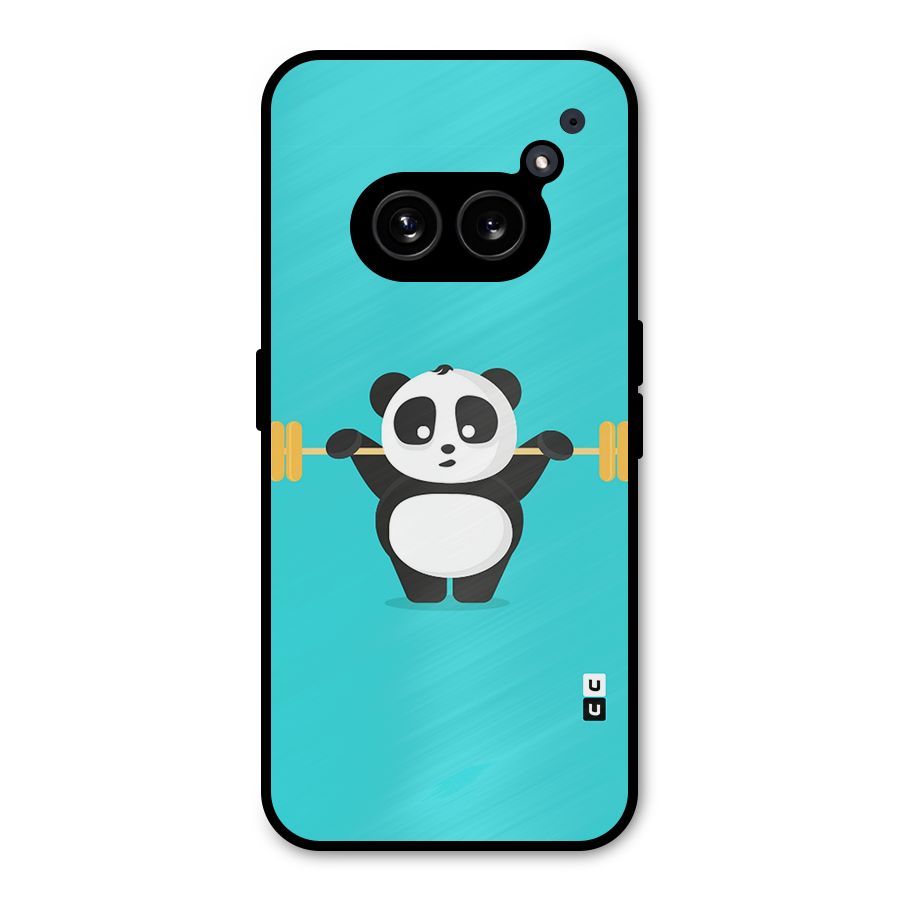 Cute Weightlifting Panda Metal Back Case for Nothing Phone 2a