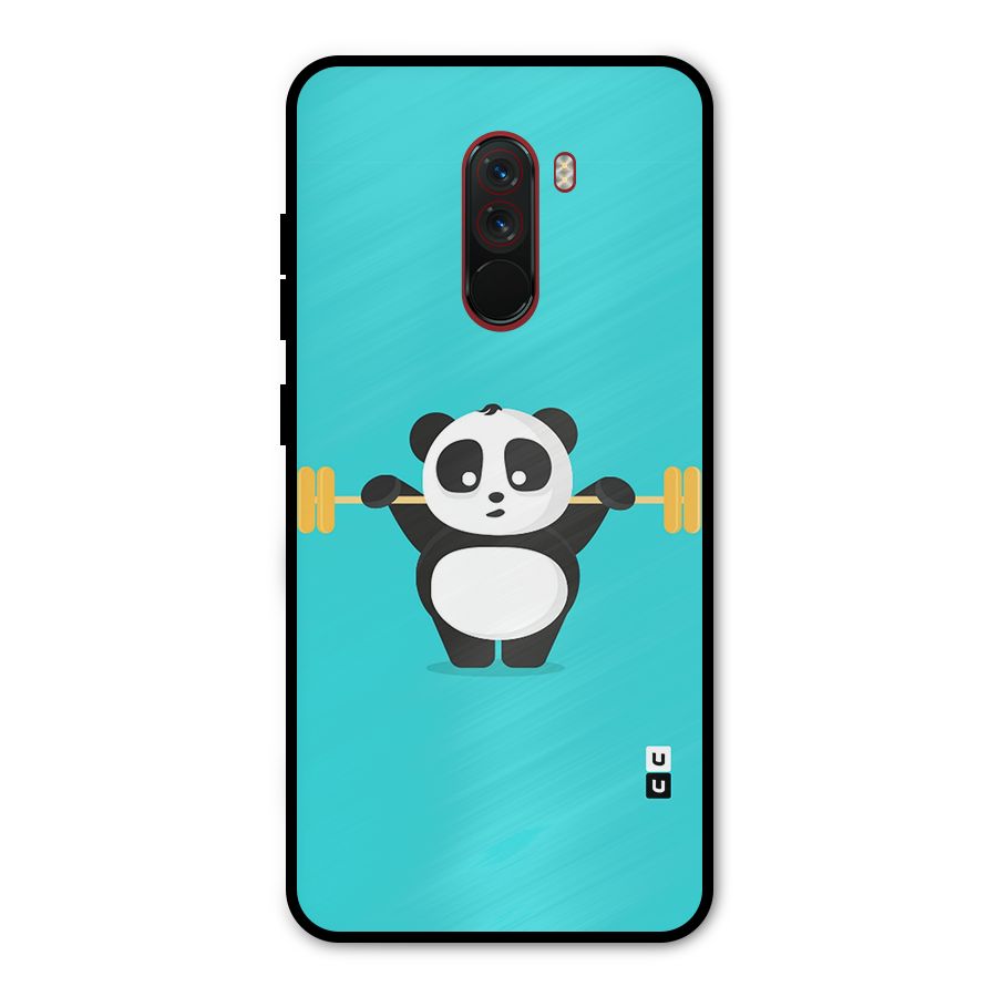 Cute Weightlifting Panda Metal Back Case for Poco F1