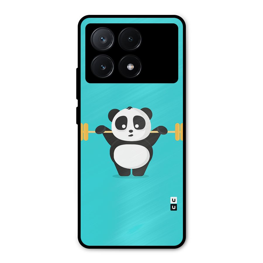 Cute Weightlifting Panda Metal Back Case for Poco X6 Pro