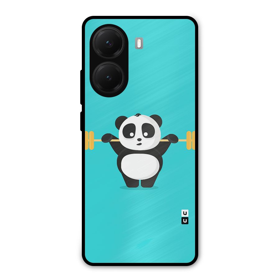 Cute Weightlifting Panda Metal Back Case for Poco X7 Pro