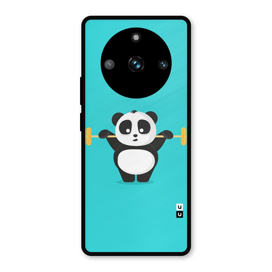 Cute Weightlifting Panda Metal Back Case for Realme 11 Pro