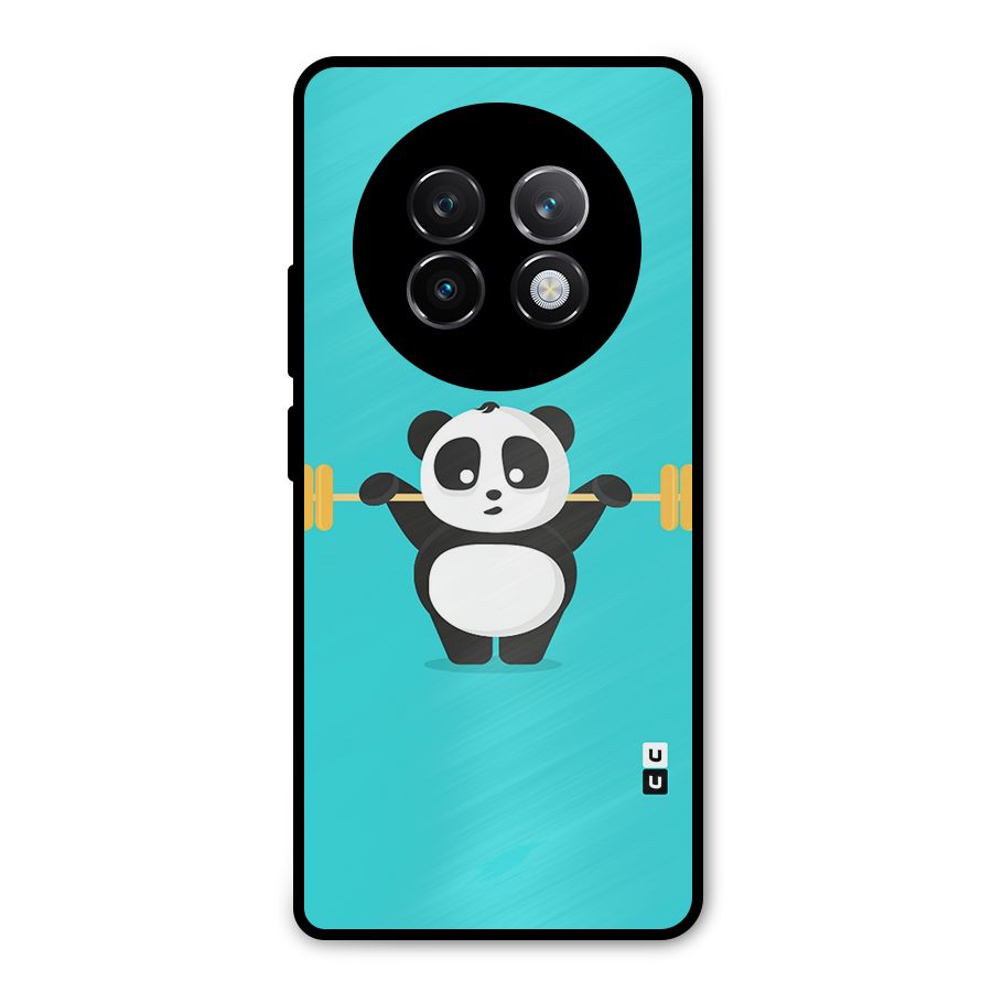 Cute Weightlifting Panda Metal Back Case for Realme 13 Plus