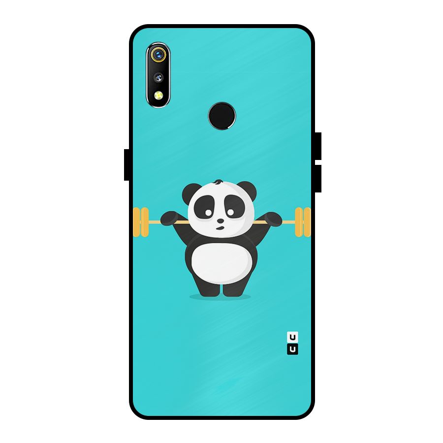 Cute Weightlifting Panda Metal Back Case for Realme 3i