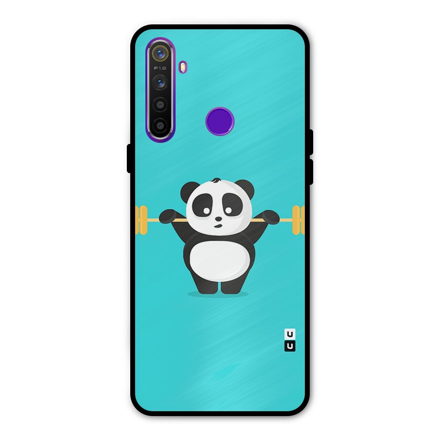 Cute Weightlifting Panda Metal Back Case for Realme 5i