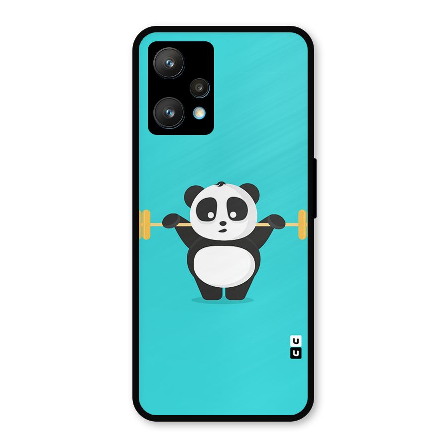 Cute Weightlifting Panda Metal Back Case for Realme 9 Pro Plus 5G