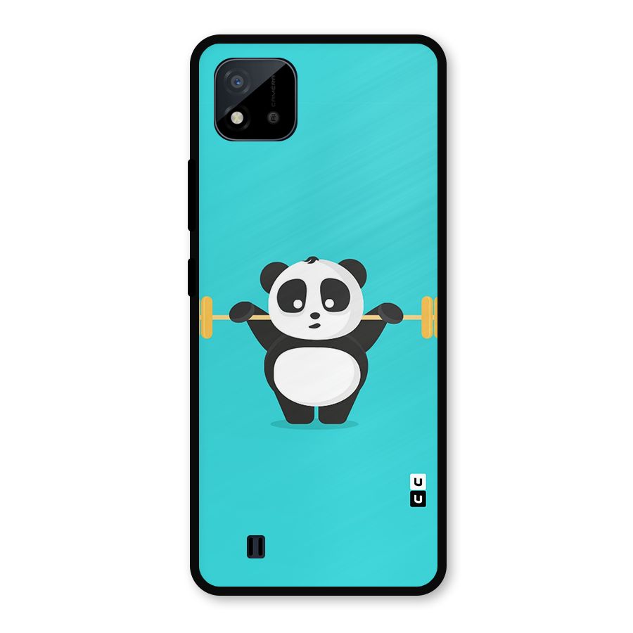 Cute Weightlifting Panda Metal Back Case for Realme C11 2021