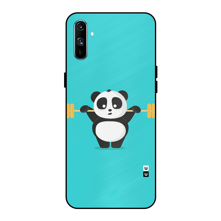 Cute Weightlifting Panda Metal Back Case for Realme C3