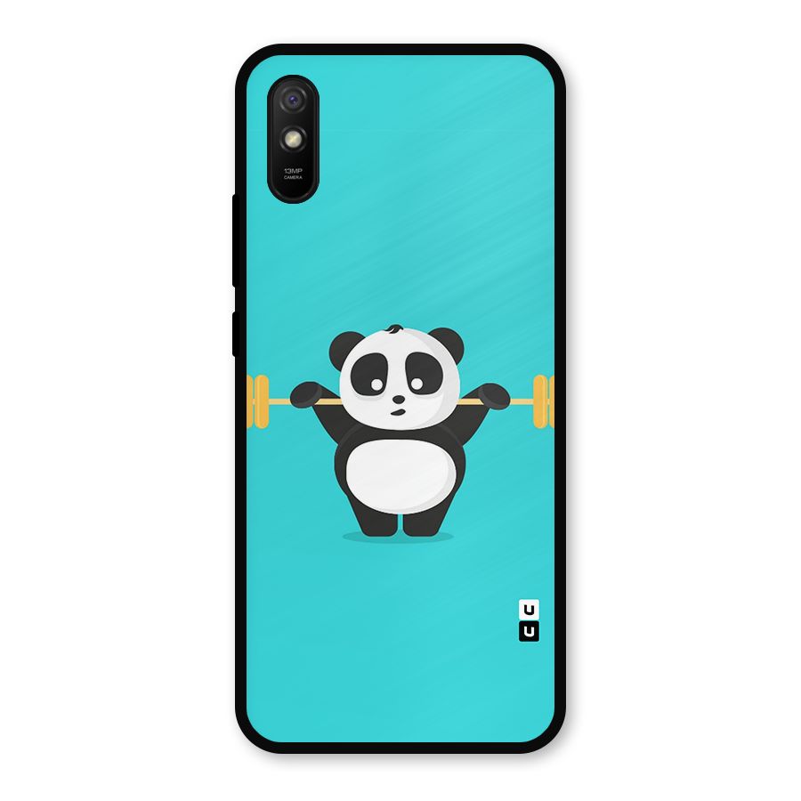 Cute Weightlifting Panda Metal Back Case for Redmi 9a